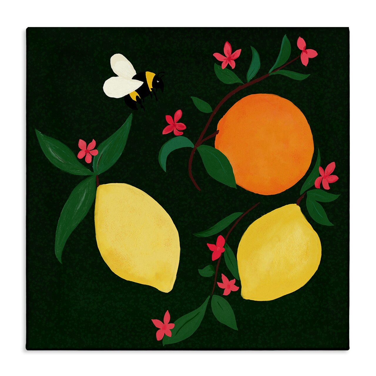 Stupell Industries Citrus & Bumble Bee Canvas Wall Art Design by Michelle Ingari Designs
